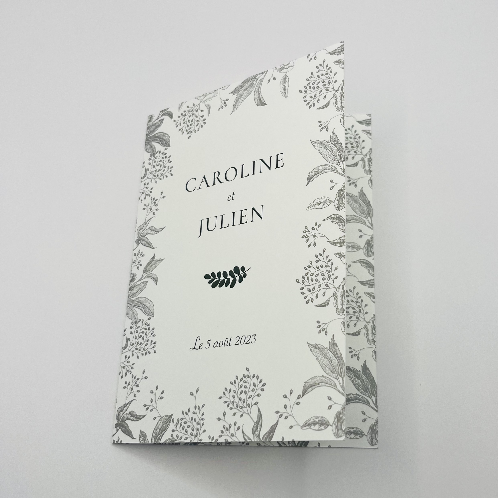 Menu de mariage double de la collection Viti Levu dans un thème Nature & Fleuri du e-shop Les Faire-part de Kiv'là!
