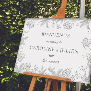 Panneau de bienvenue de la collection Viti Levu dans un thème Nature & Fleuri du e-shop Les Faire-part de Kiv'là!