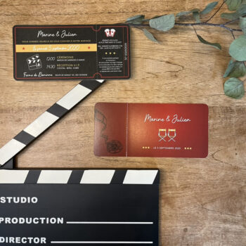 Faire-part de la collection Aruba, dans le thème du cinéma