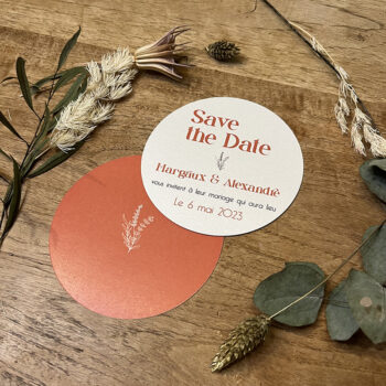 Save The Date original de la collection Capri, moderne et tendance en terracotta