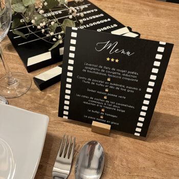 Menu en R°V° dans la collection inspirée du cinéma "Hvar", mariage original