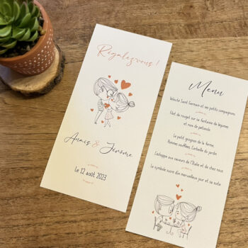 Menu de mariage au design intemporel et classique de la collection Togian