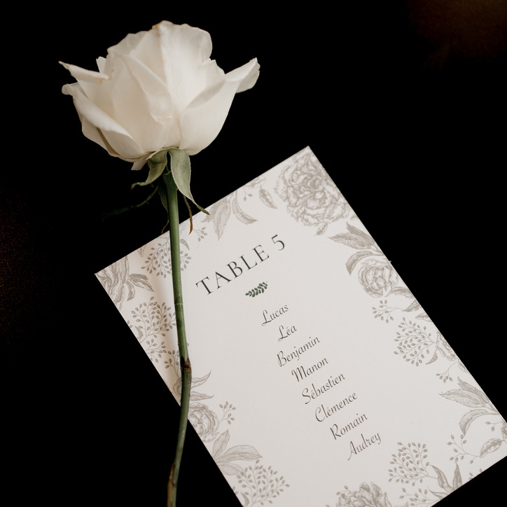 HOTEL BARSEY Carton plan de table de mariage - photo de Shawna Rae et Juliana Novoa